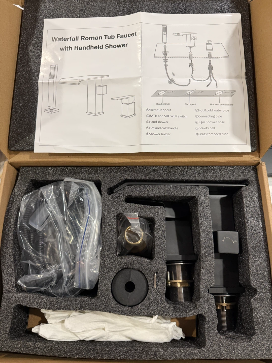 Waterfall Roman Tub Faucet Set - Matte Black - photo 4