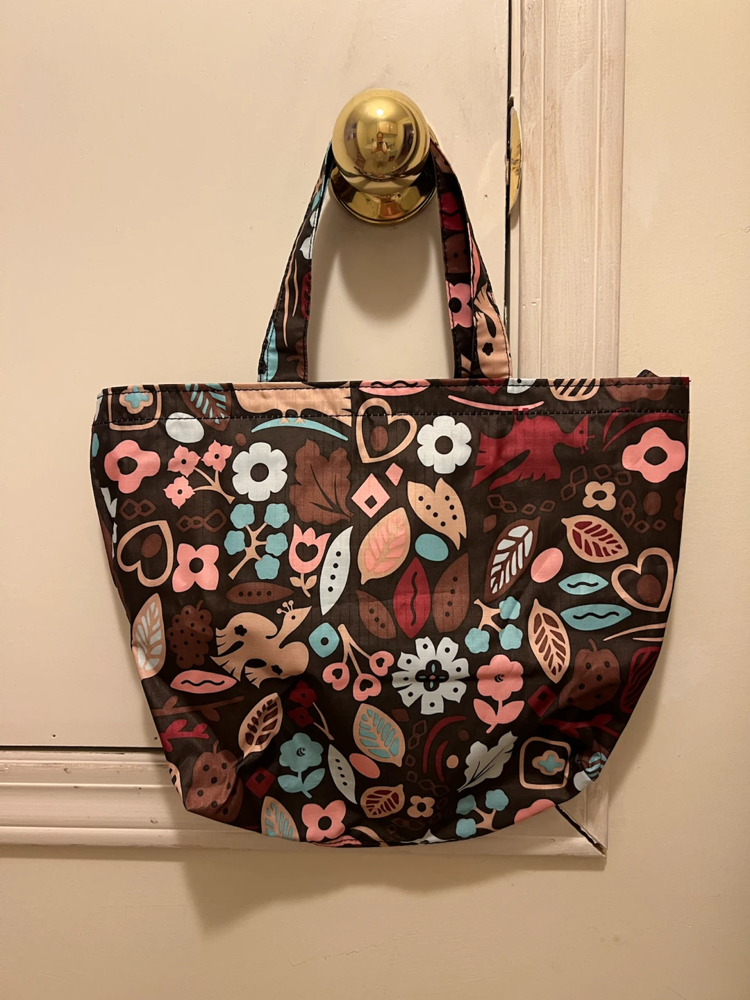 Floral pattern fabric tote bag - photo 2