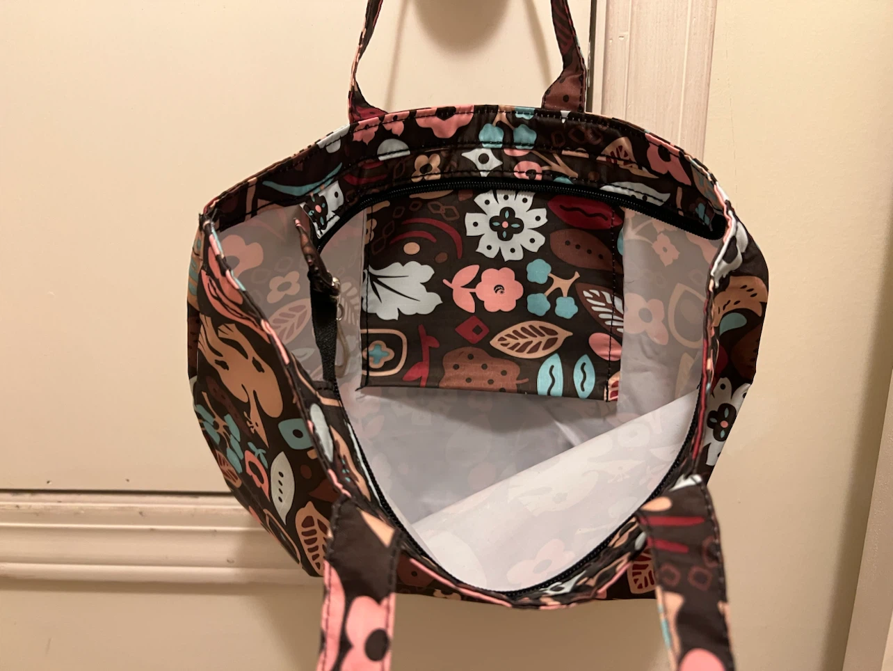 Floral pattern fabric tote bag - photo 3