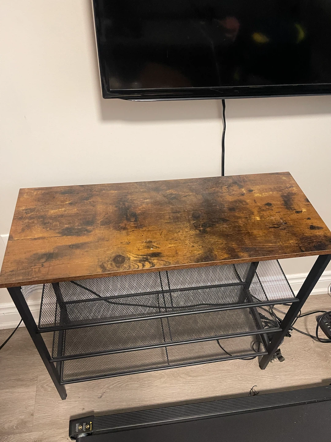Rustic Wood and Metal Storage Shelf