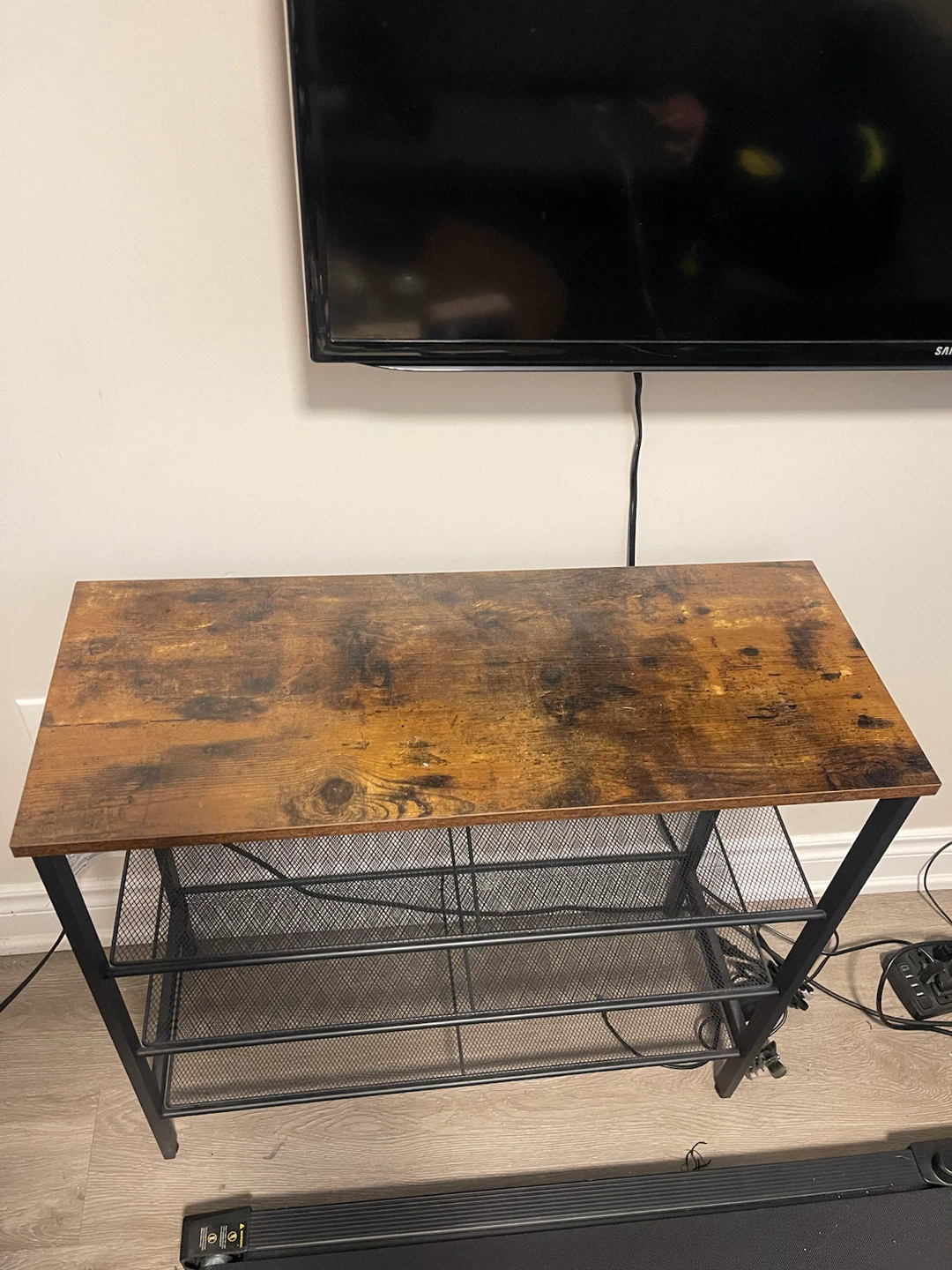Rustic Wood and Metal Storage Shelf - photo 2