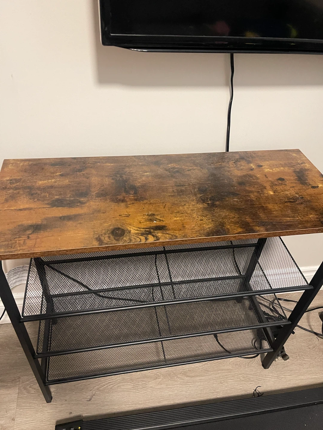 Rustic Wood and Metal Storage Shelf - photo 3