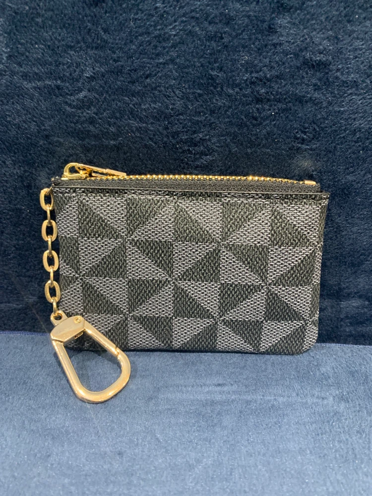 Geometric Pattern Coin Pouch with Keychain