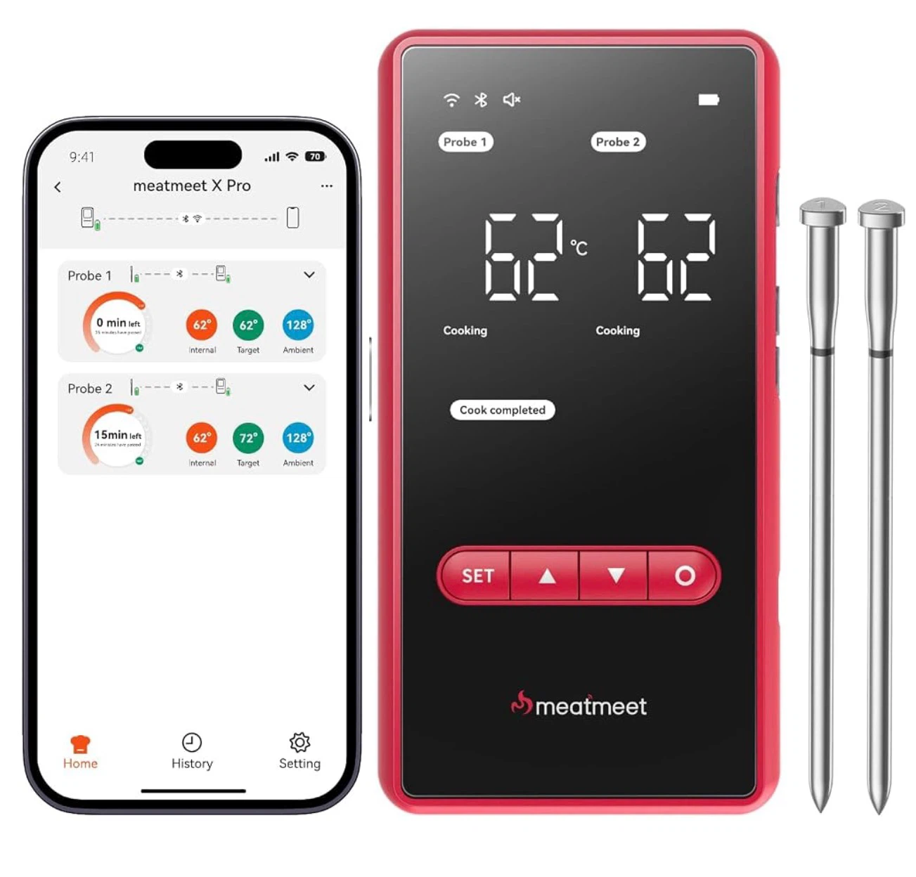 Wireless Meat Thermometer with Wi-Fi & Bluetooth