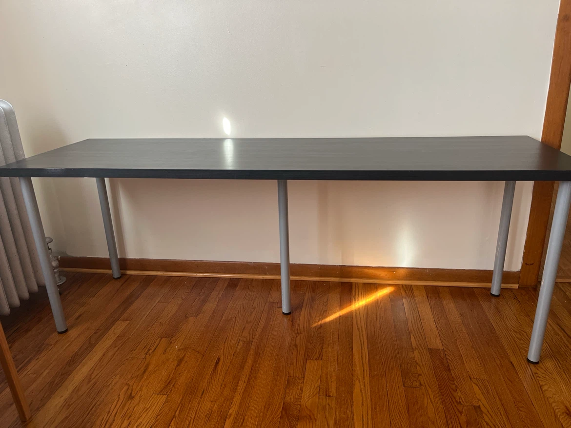 Black IKEA Table with Silver Legs