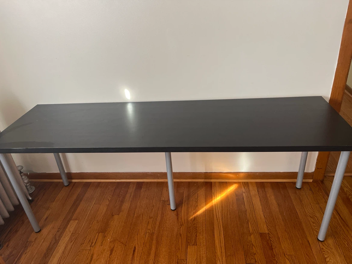 Black IKEA Table with Silver Legs - photo 2