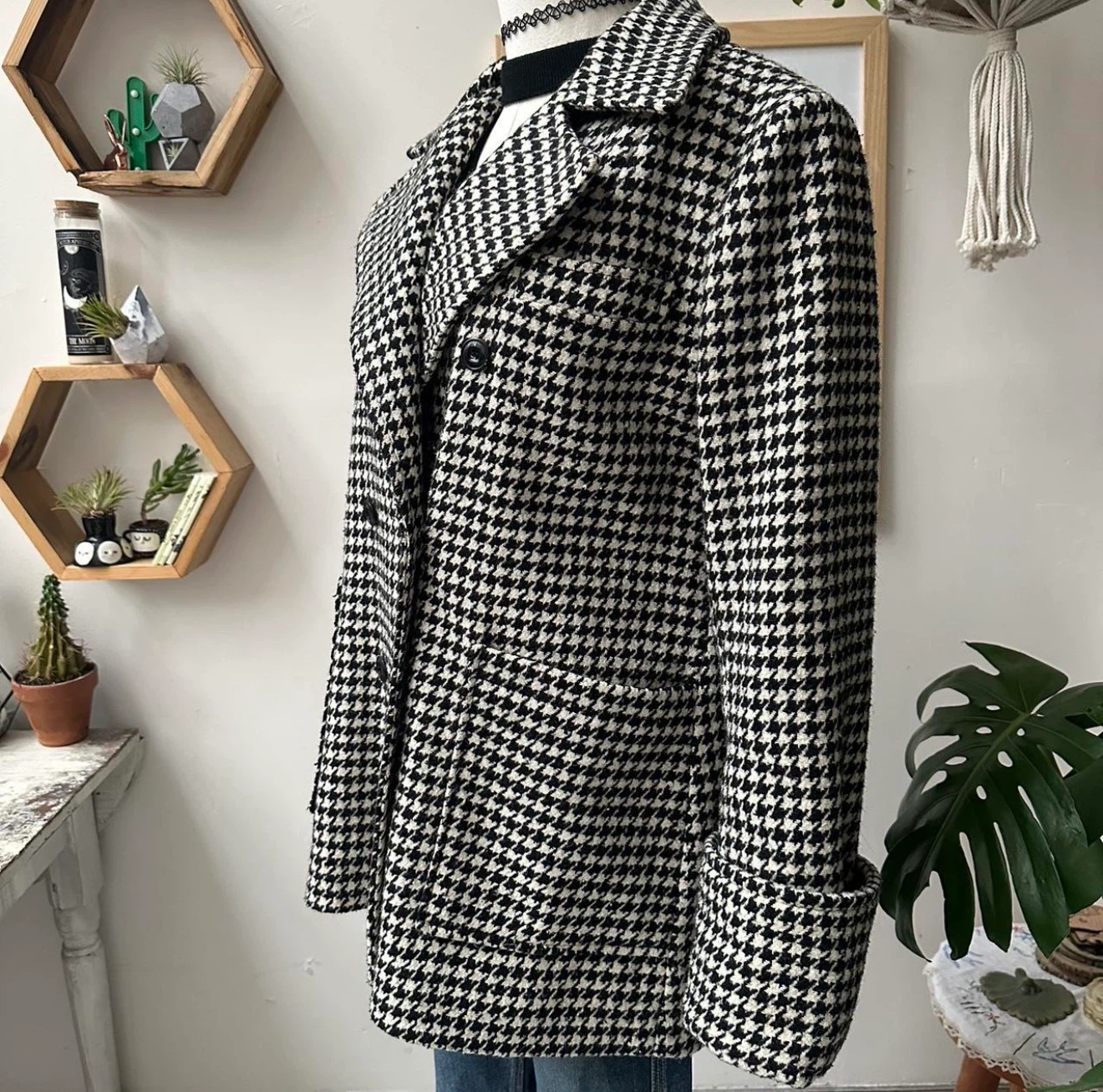 Vintage tweed houndstooth Wool Coat - photo 3