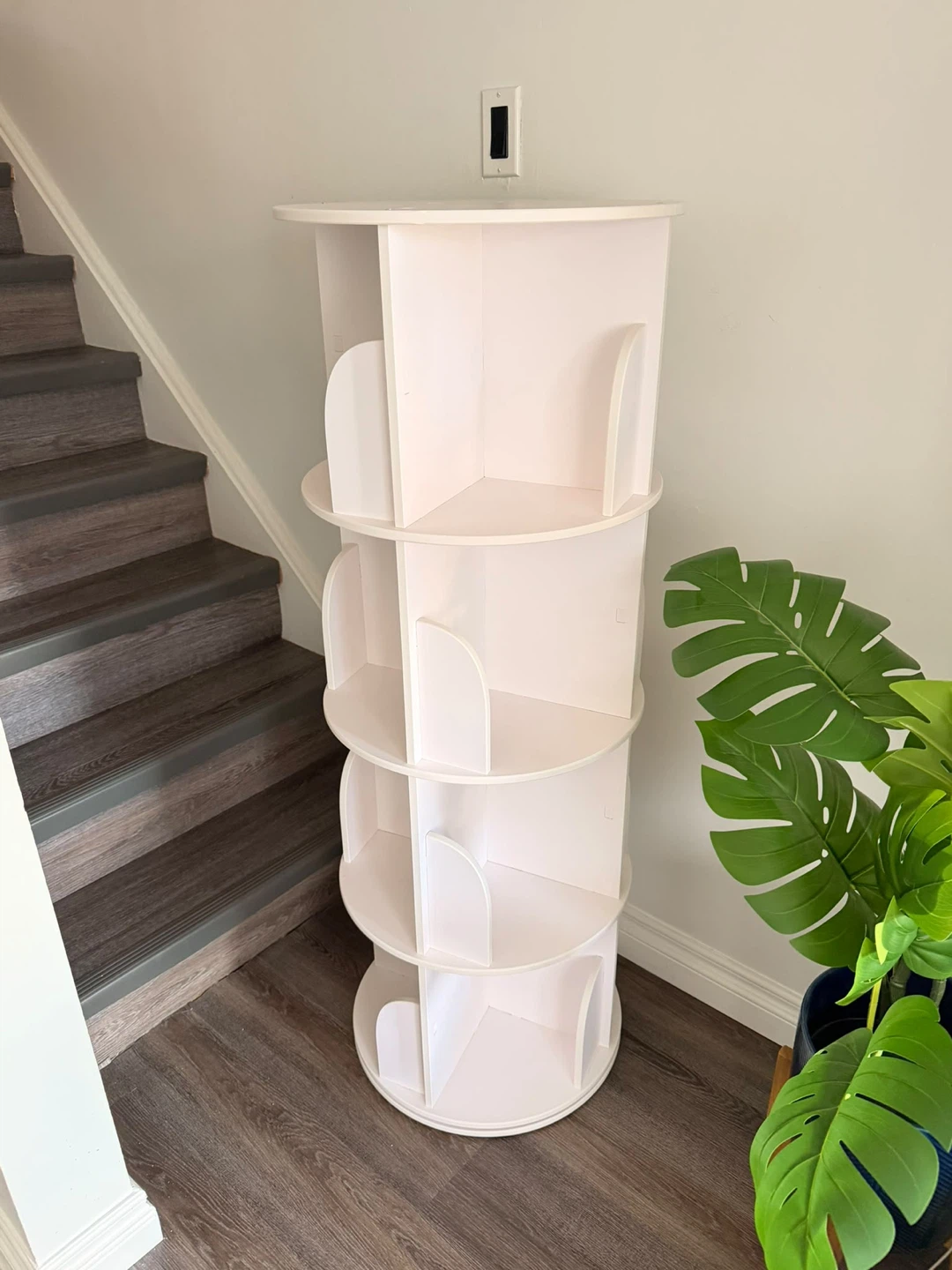 White 4-Tier 360° Rotating Bookshelf