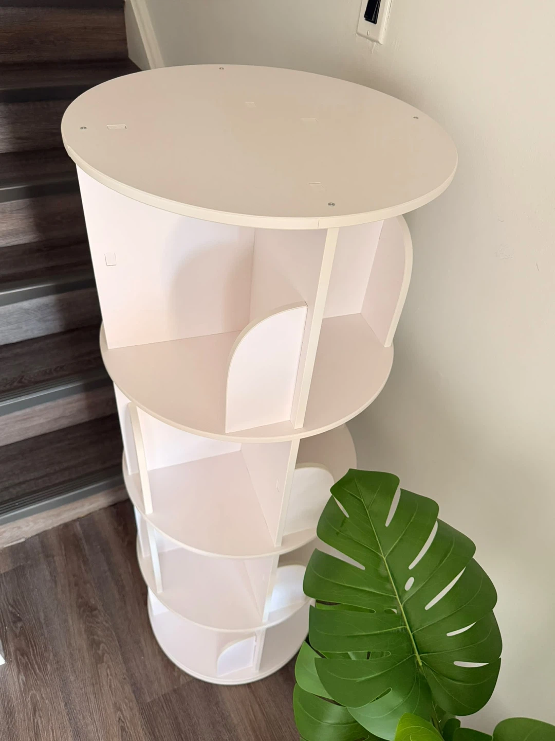 White 4-Tier 360° Rotating Bookshelf - photo 2