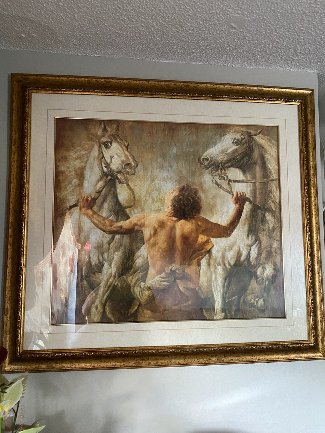 Large Framed Horses and Man Art Piece - photo 2