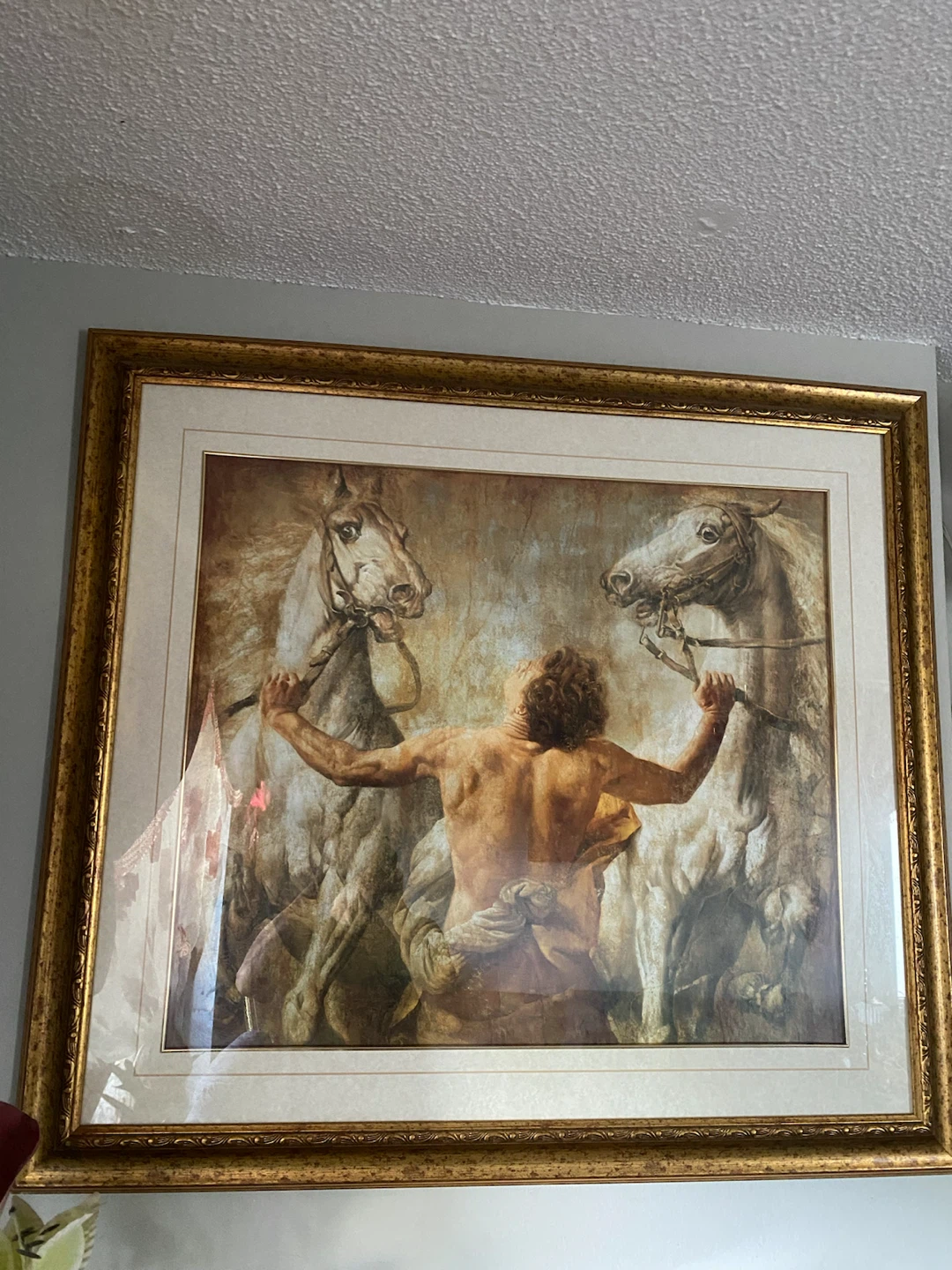 Large Framed Horses and Man Art Piece - photo 3
