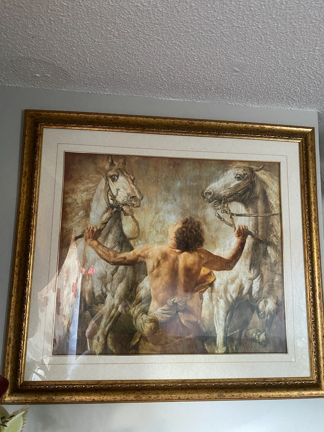Large Framed Horses and Man Art Piece - photo 4
