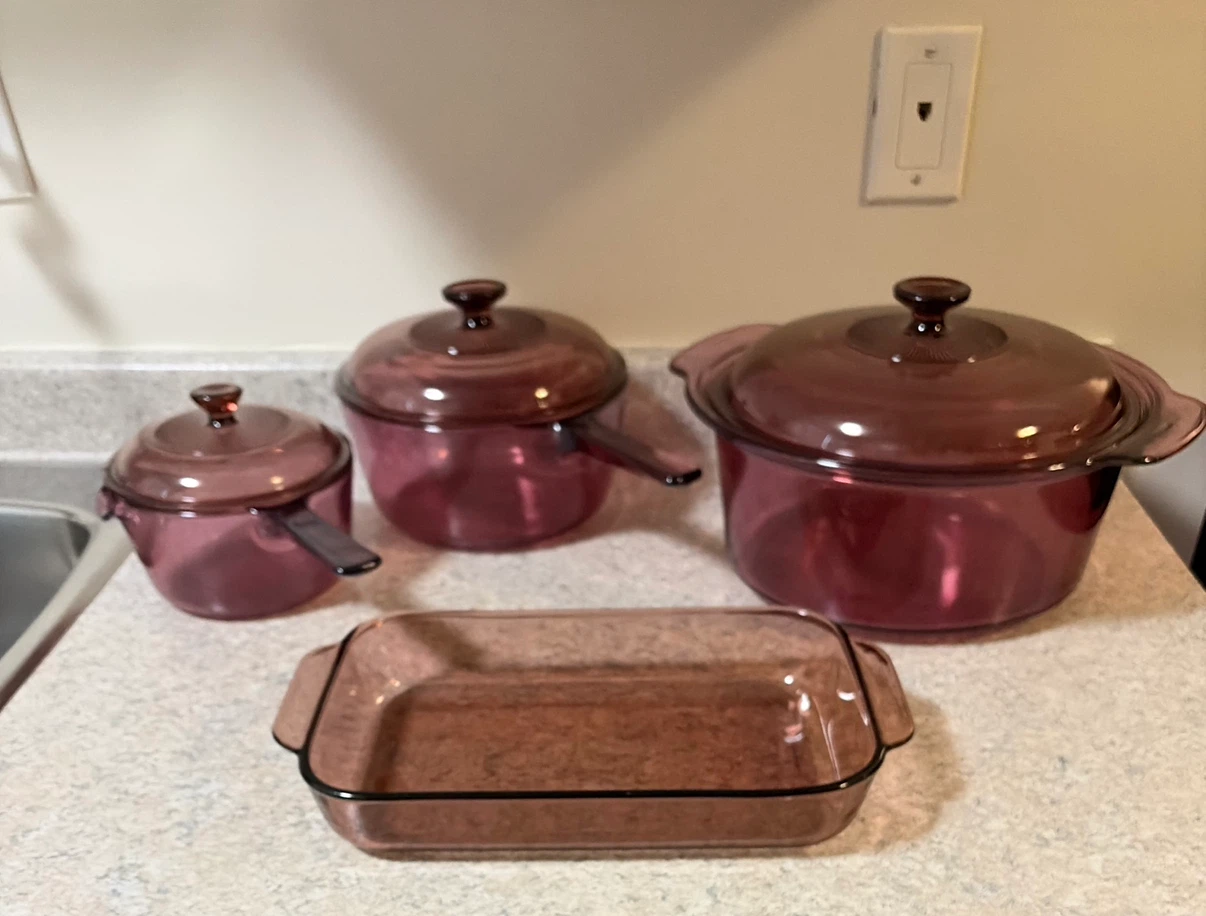 Vintage Visions Cranberry Glass Cookware Set