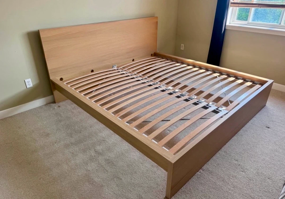 IKEA King bed frame in oak colour