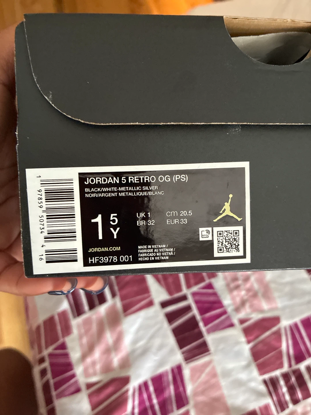 Jordan 5 Retro OG PS Black Metallic Silver Shoes - photo 3