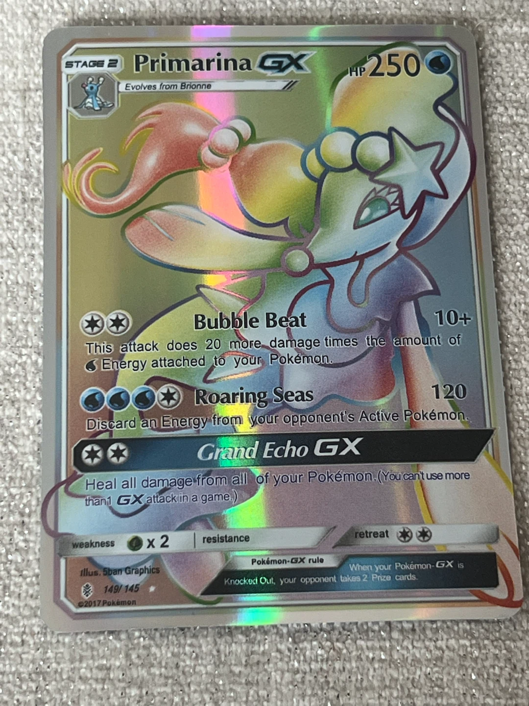 Pokemon Primarina GX Secret Rare 149/145 - photo 3