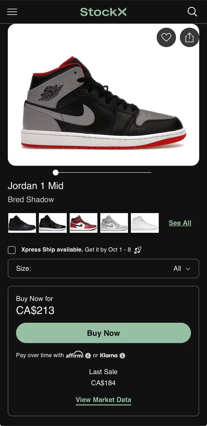 Nike Jordan 1 Mid Bred Shadow Size 8.5 - photo 5