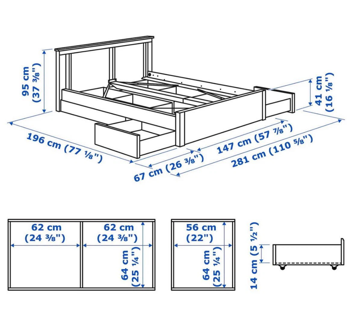 IKEA Storage Bed Frame with Drawers - photo 4
