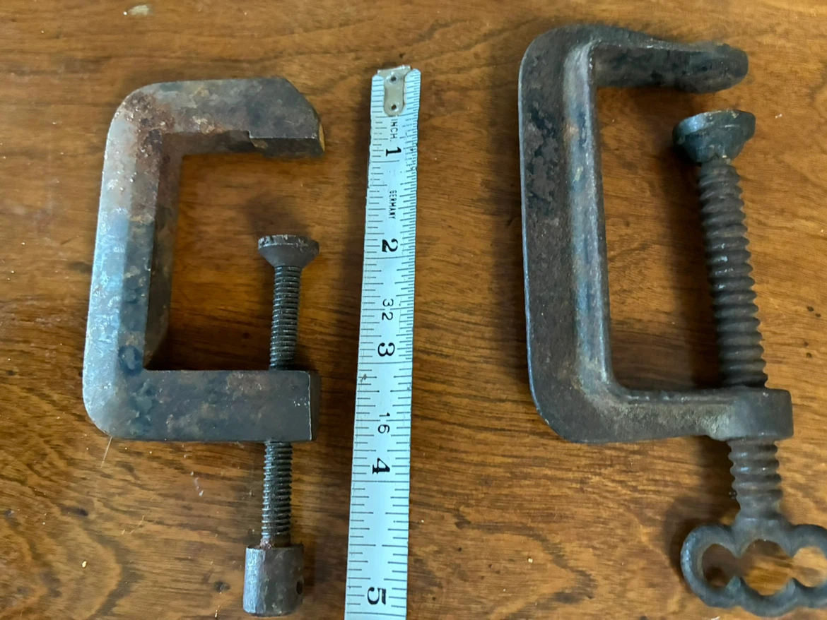 Vintage tool antique Cast Iron C / G Clamps Woodworking Quilting - photo 5