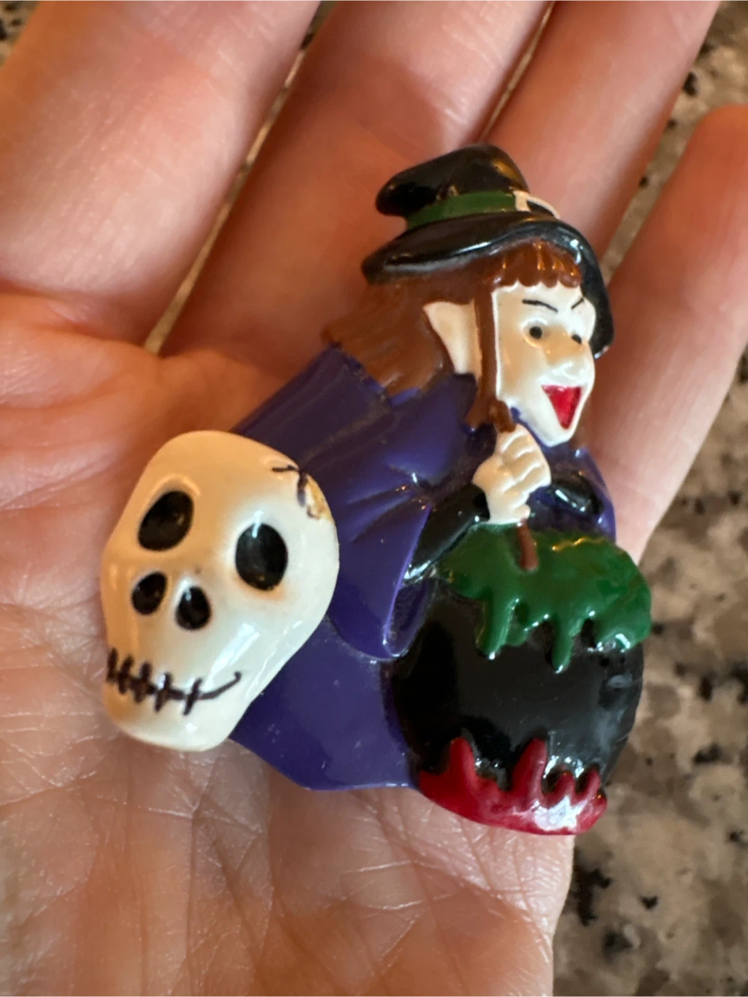 Halloween Witch and Skull Halloween Articulated Brooch - photo 5