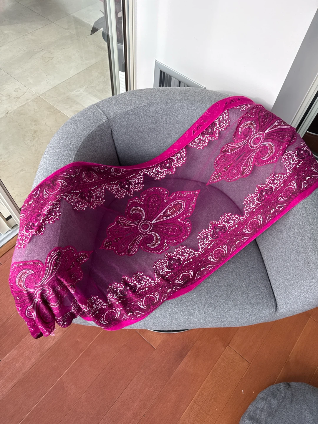 Fuchsia Paisley Sheer Shawl Scarf