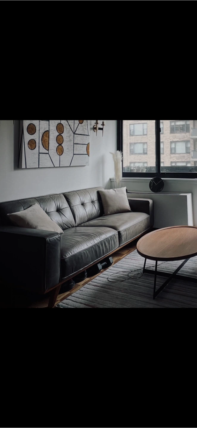 Annaliese Vintage Leather Sofa in Gray