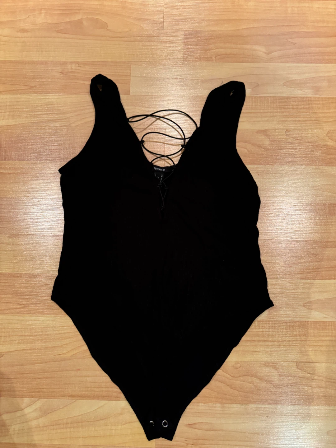 Forever 21 black lace-up bodysuit - S