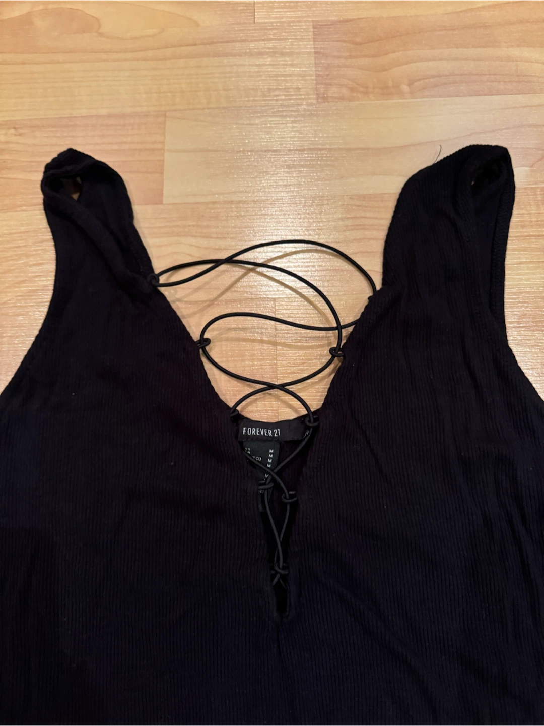 Forever 21 black lace-up bodysuit - S - photo 2