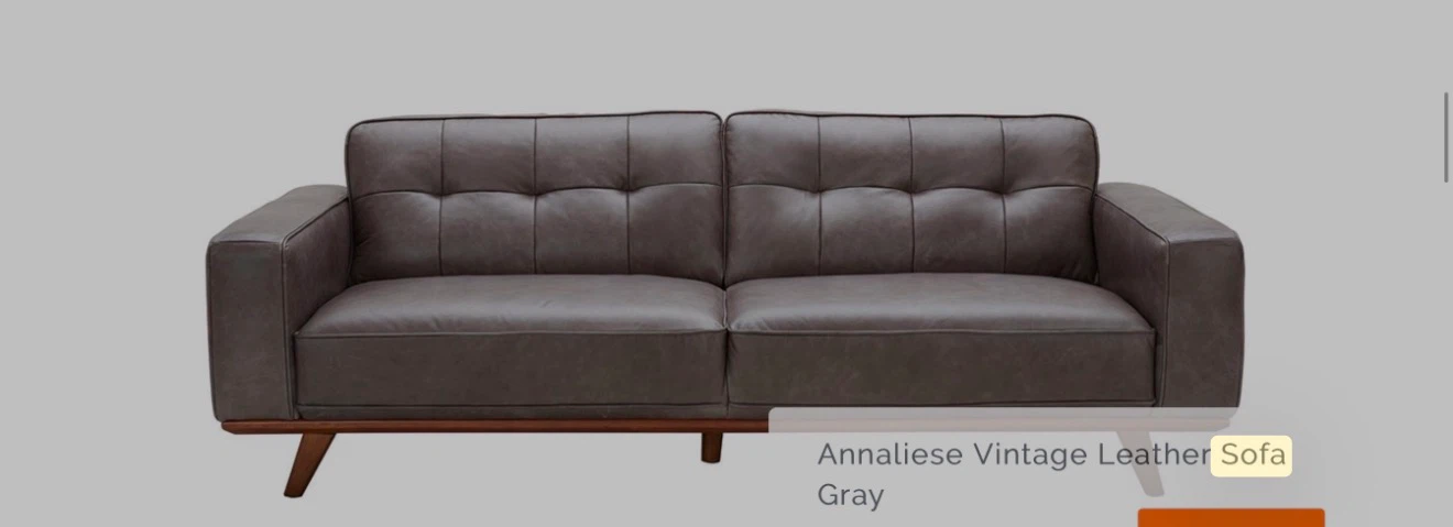 Annaliese Vintage Leather Sofa in Gray - photo 2
