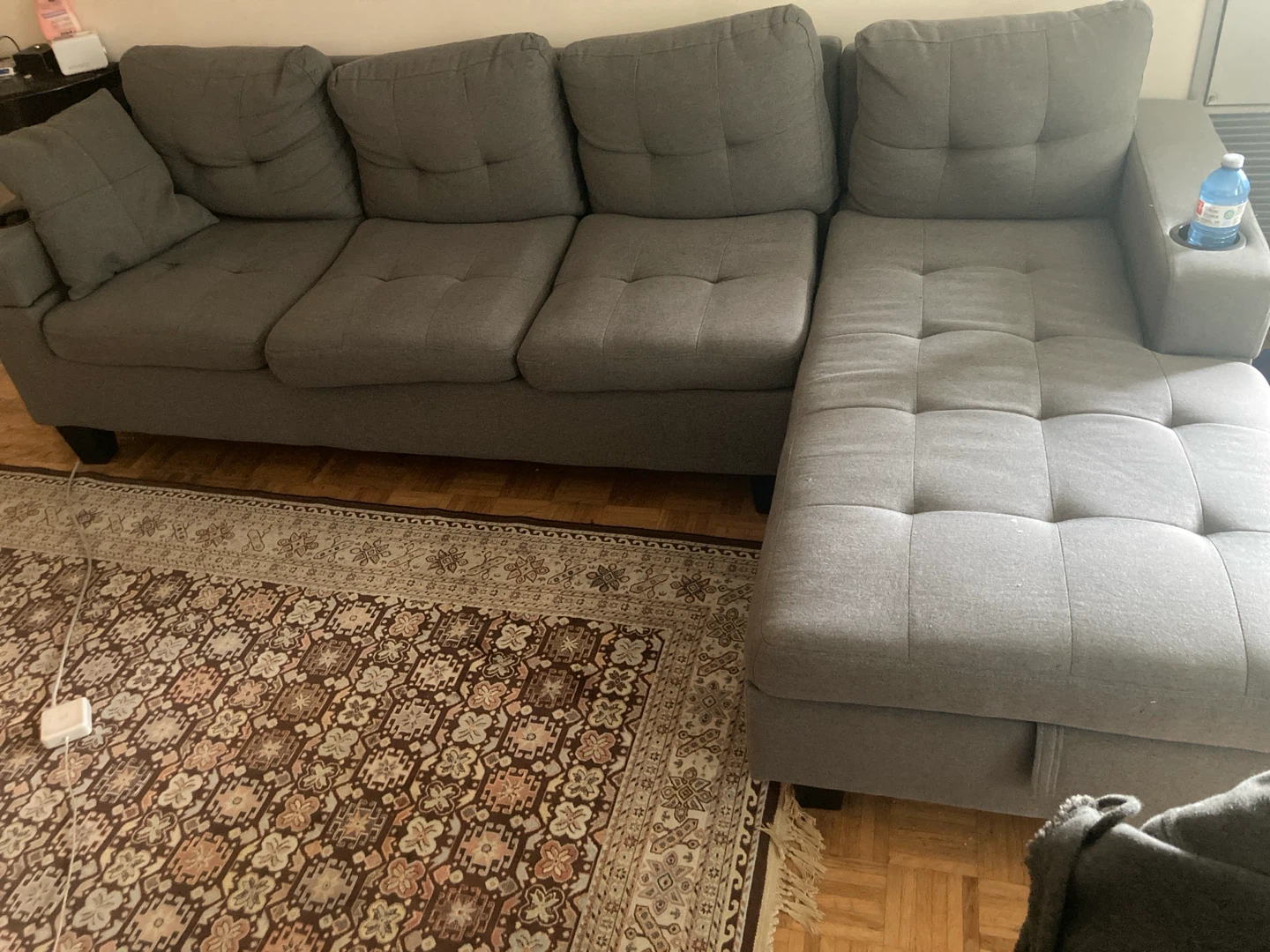 Grey Sectional Sofa with Storage Chaise