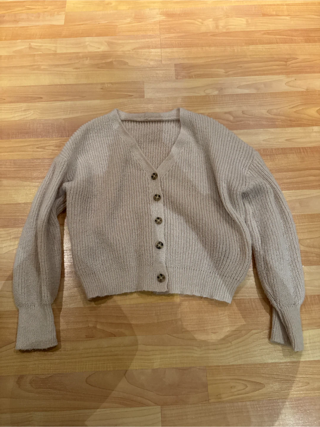 Beige Knit Cardigan - M