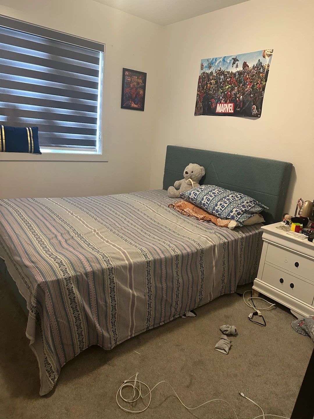 Adjustable White Bar Stool, queen bed and study table - photo 2