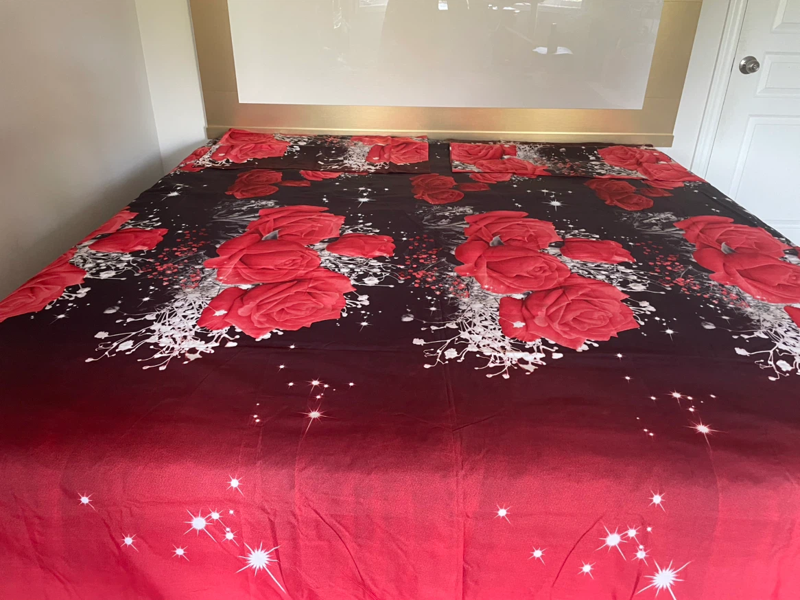 Floral pattern king duvet cover and 2 pillow cases