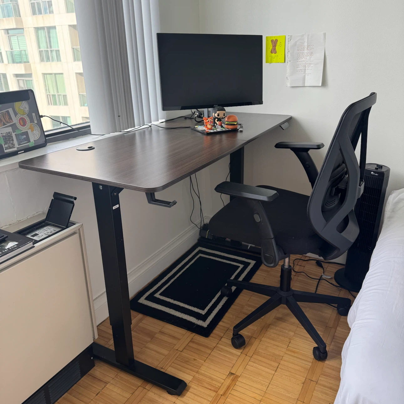 Work from home standing desk, 14” monitor and  office chair