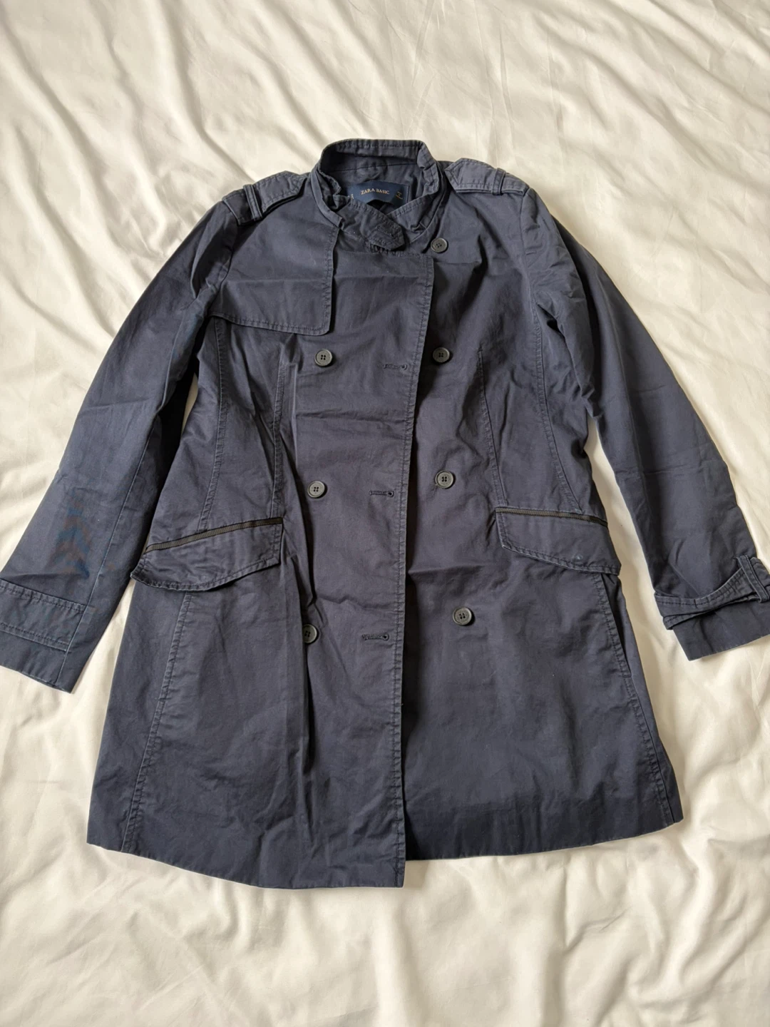 Zara Basic Navy Trench Coat - photo 2