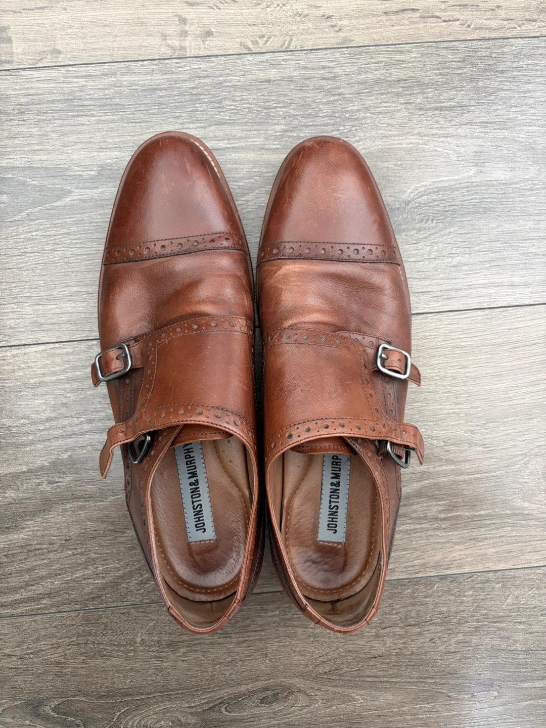 Johnston & Murphy Brown Leather Double Monk Strap Shoes