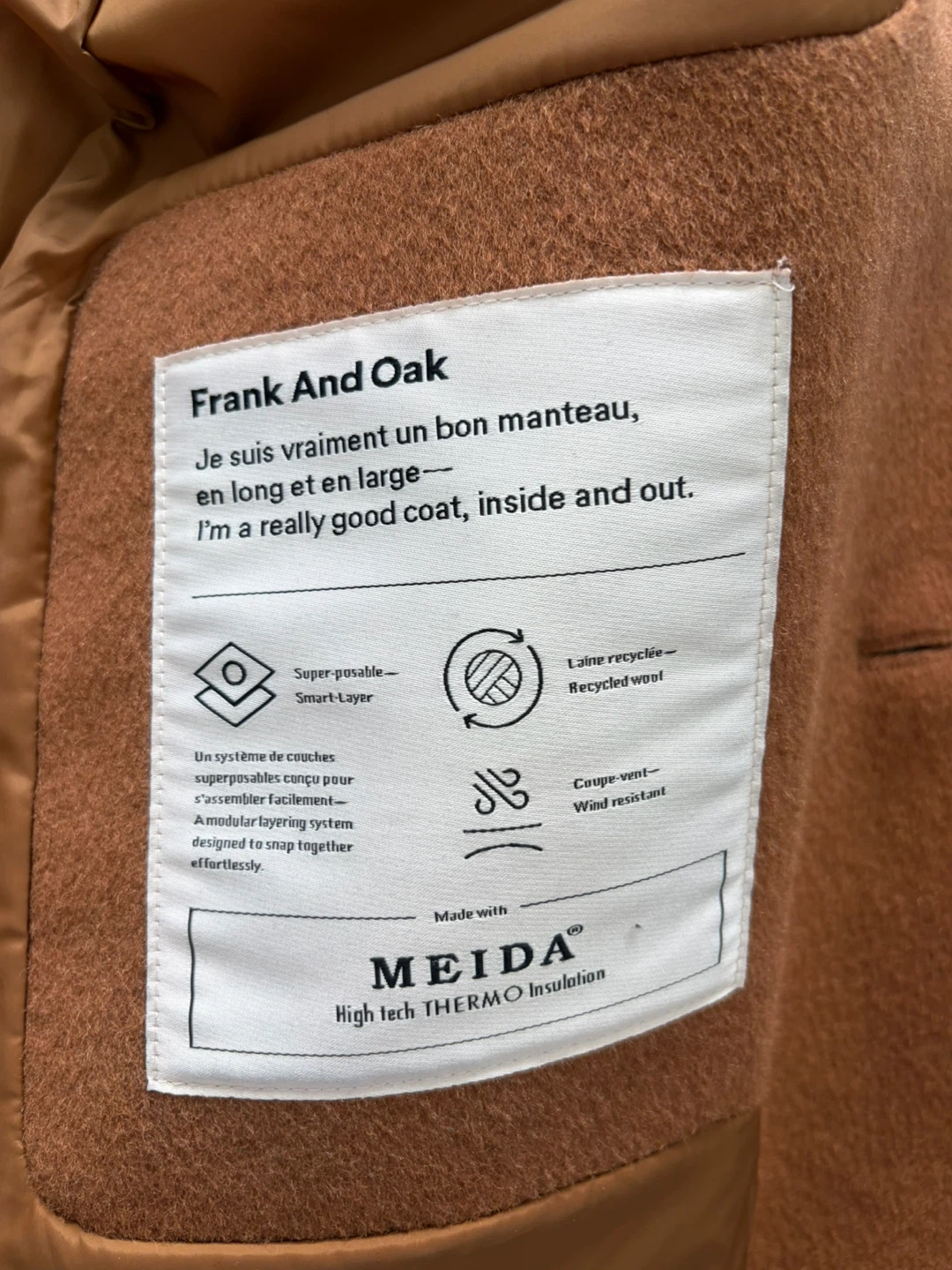 Frank And Oak Wool Coat - Camel - Size 38 - photo 3