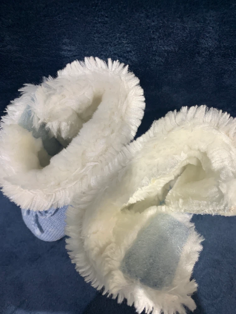 Baby Blue Knit Faux Fur Booties - photo 2