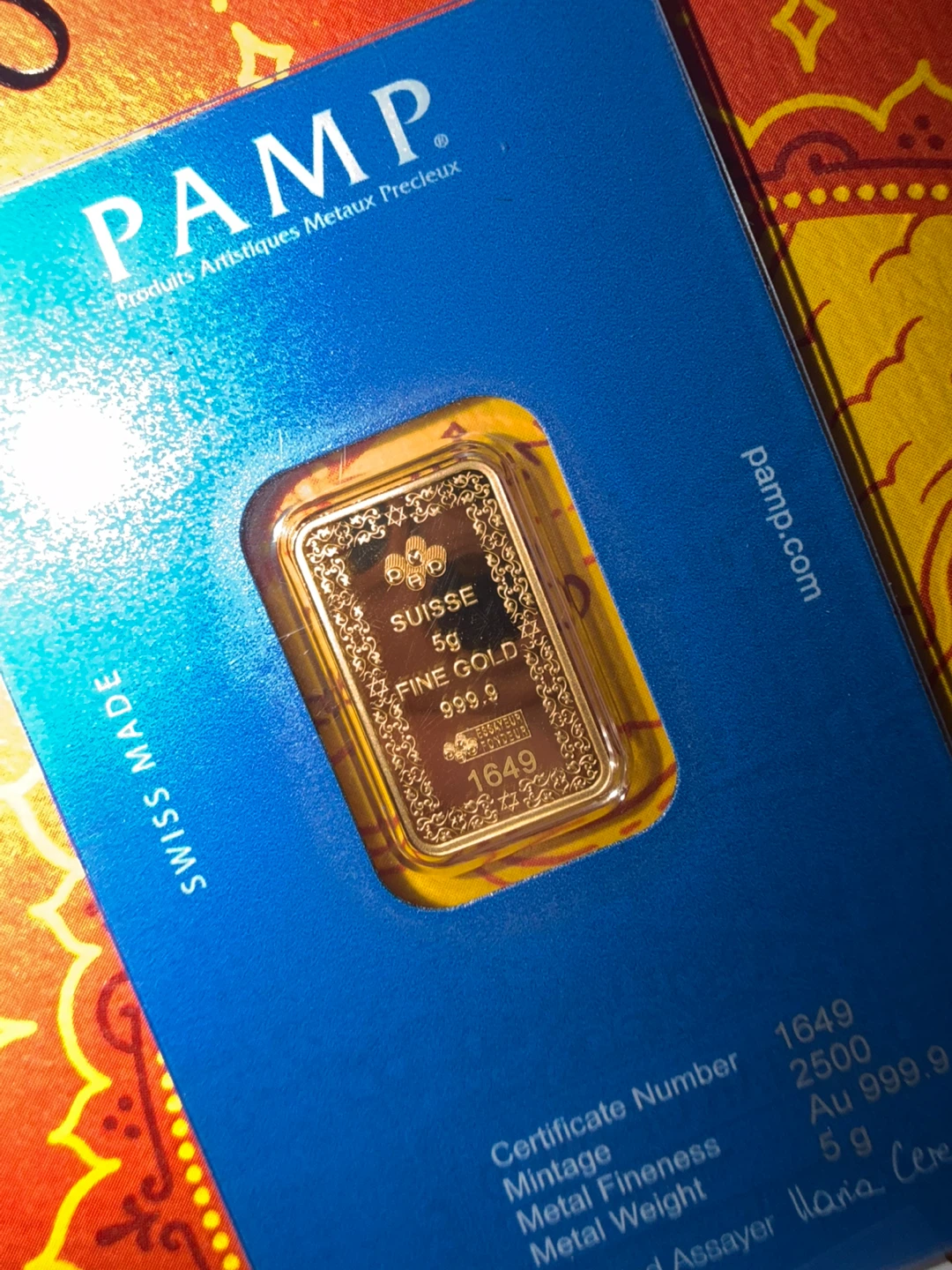 PAMP Suisse 5g Star of David Gold Bar - 2500 Mintage - photo 2
