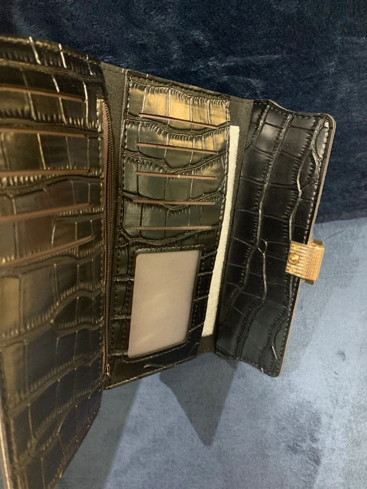 Black Croc-Embossed Long Wallet - photo 2