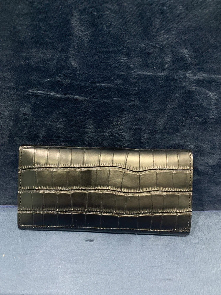 Black Croc-Embossed Long Wallet - photo 3