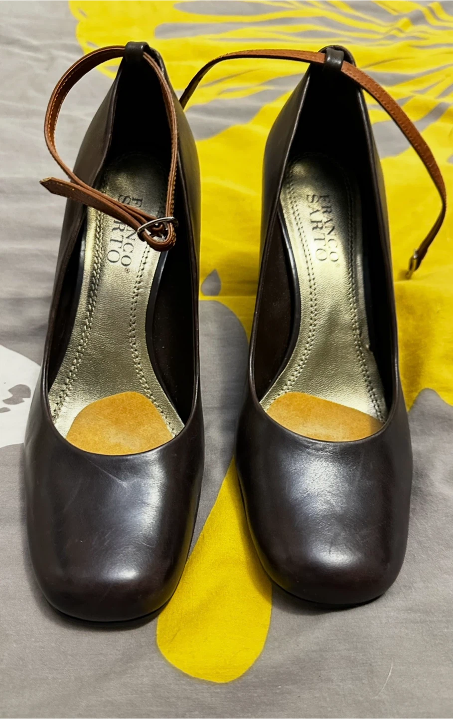 Franco Sarto Brown Ankle Strap Heels
