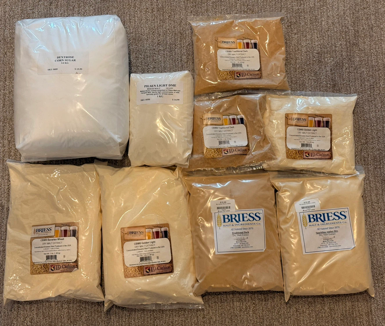 Home Brewing Extract & Sugar Lot - Briess DME & Corn Sugar