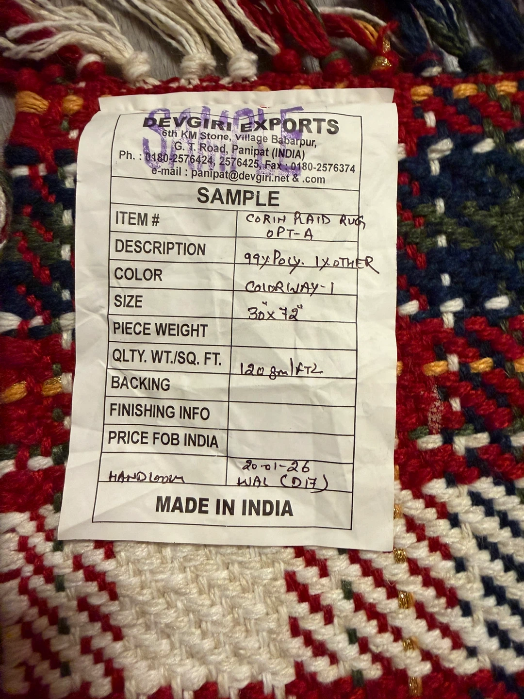 Devgiri Exports Corin Plaid Rug - photo 2