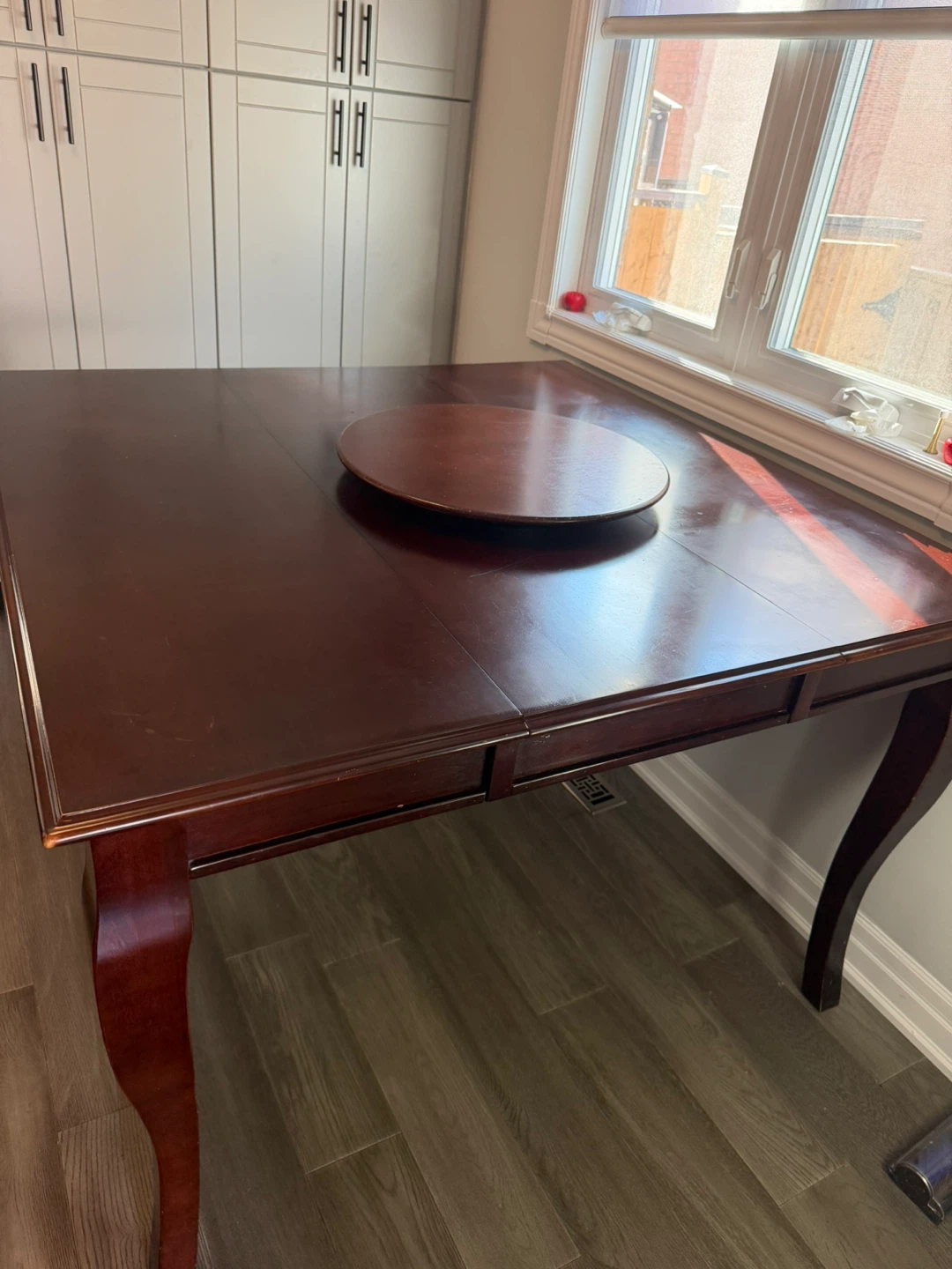 Dark wood dining table with  5 chairs - photo 2