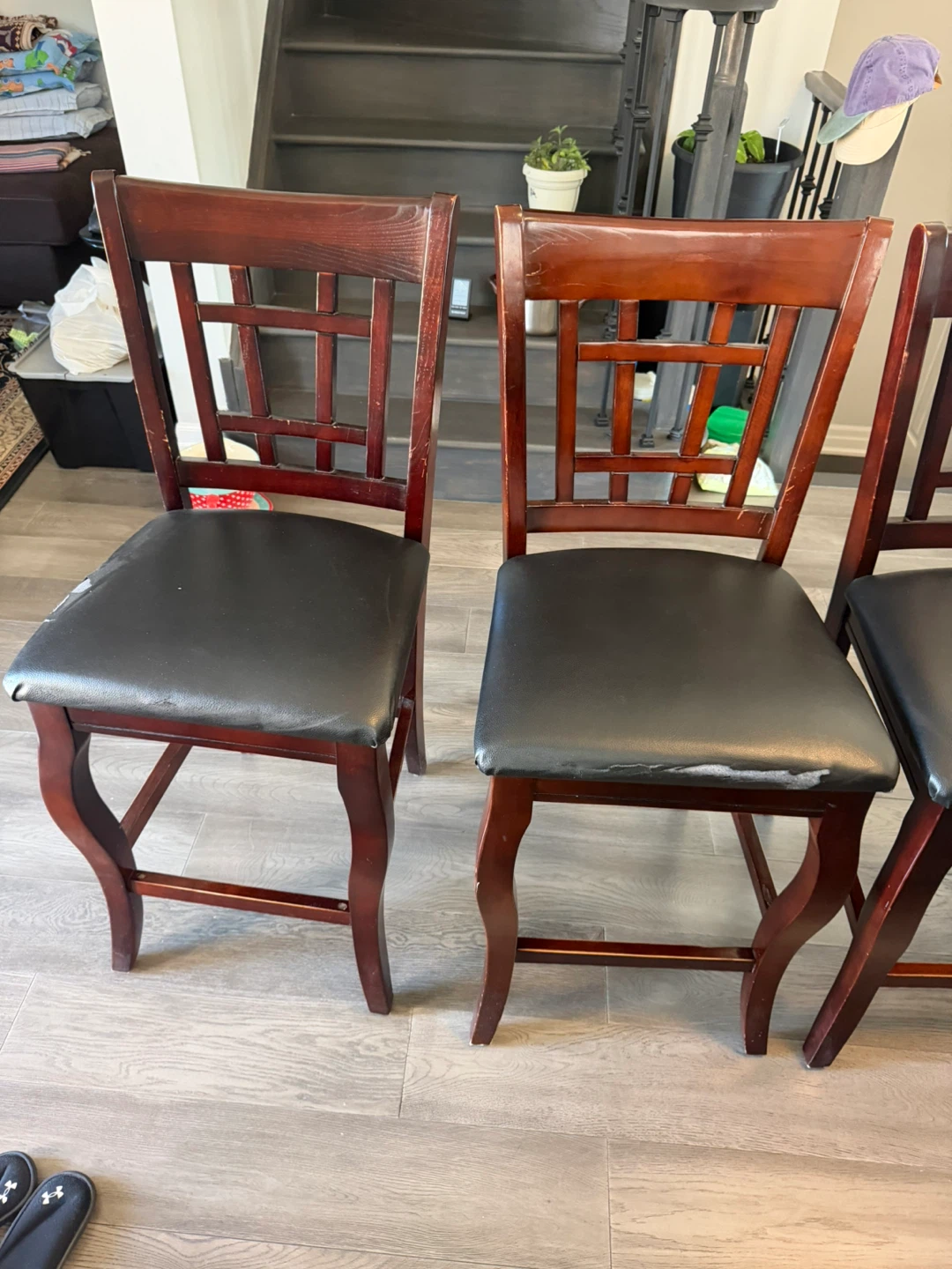 Dark wood dining table with  5 chairs - photo 3