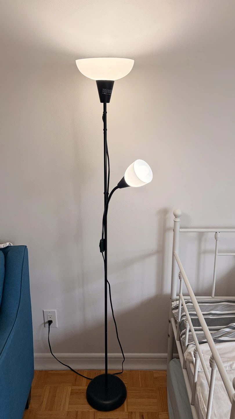 Black floor lamp with reading light