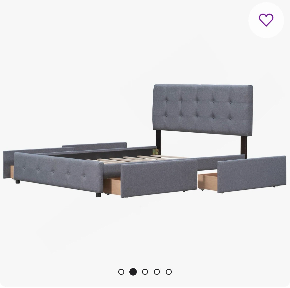 Upholstered Queen Bed Frame W 4 drawers. Cama con 4 cajones.