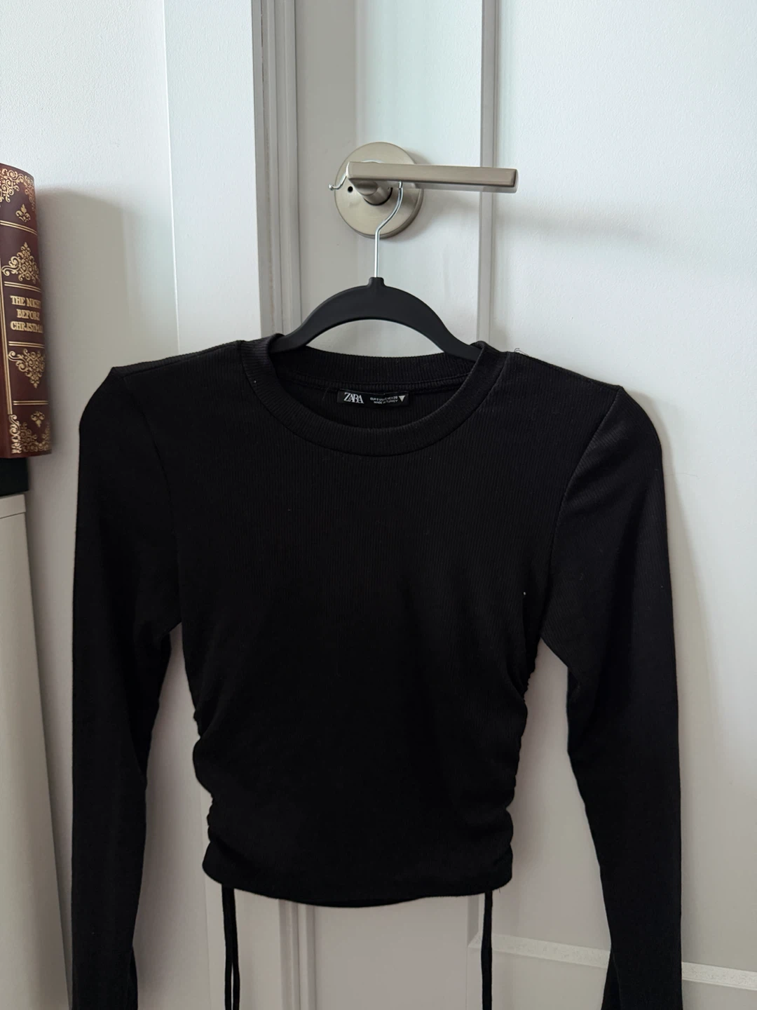 Zara Black Ribbed Long Sleeve Top