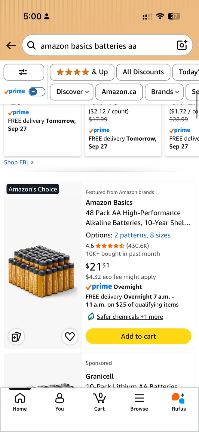 Amazon Basics AA Alkaline Batteries